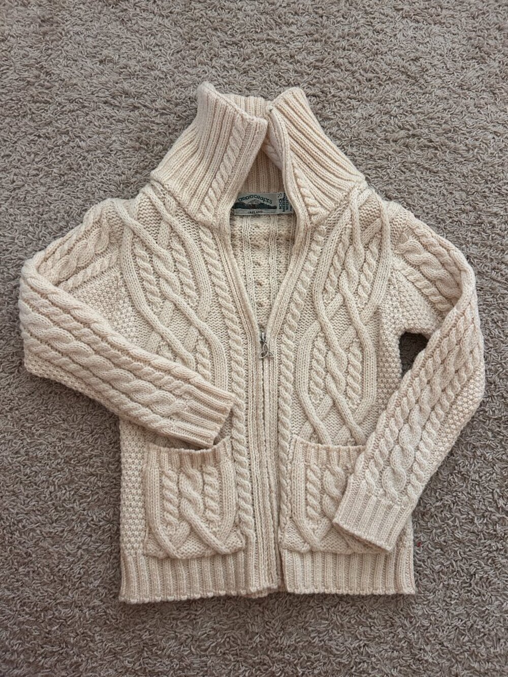 Aran Crafts Irish Wool Cable Knit Sweater